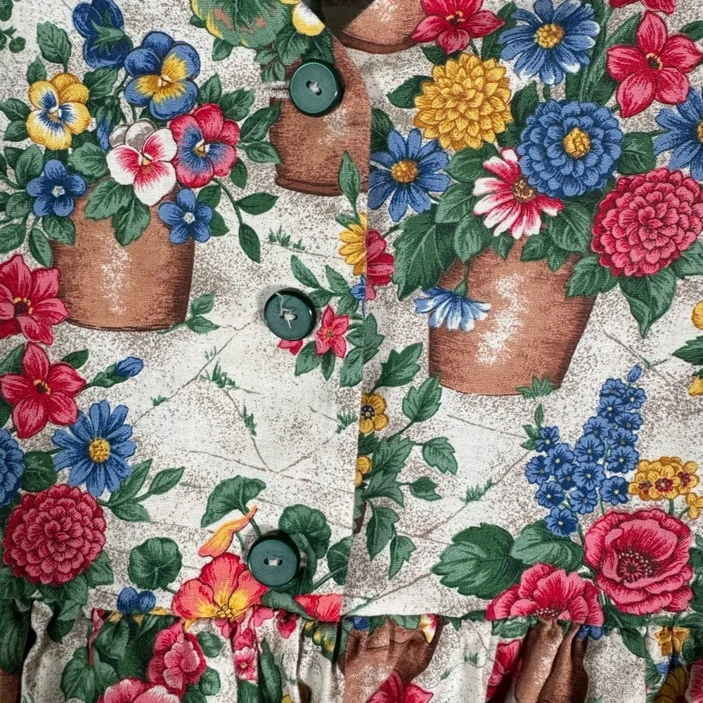 Children’s Garden Floral Print Green Cotton Dress